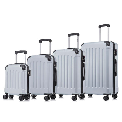Hartschalen-Reisekoffer-Set (weißlich) mit Teleskopgriff und 4 Rollen, vier Größen
