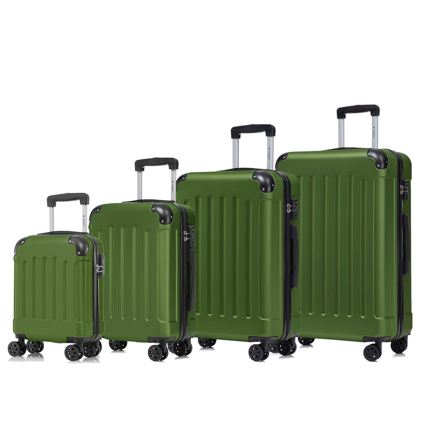 Reisekoffer-Set mit Hartschale, 4 Rollen und ausziehbaren Griffen, grün