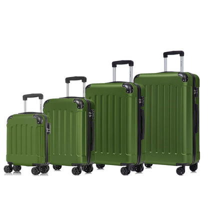 Reisekoffer-Set mit Hartschale, 4 Rollen und ausziehbaren Griffen, grün
