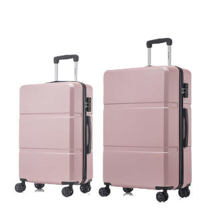 Hartschalen-Reisekoffer-Set in Rosé mit 4 Rollen und Teleskopgriff