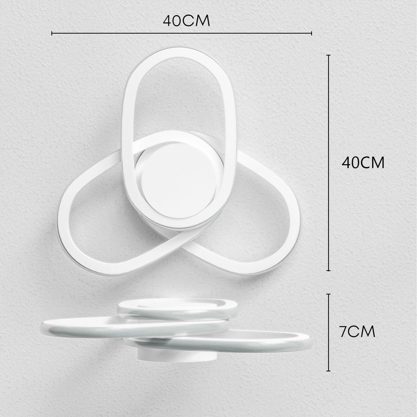 LED-Deckenleuchte Kleeblatt-Design: 40×40 cm, 7 cm Höhe, weißer Rahmen