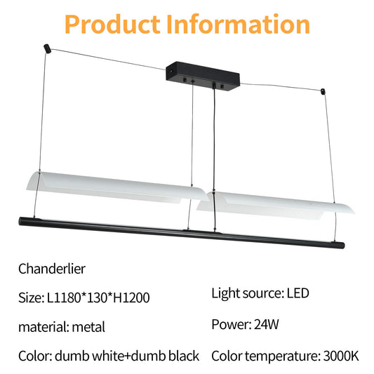 Pendelleuchte mit zwei LED-Leuchtbalken, beigem Lichtstreifen und schwarzer Deckenmontage