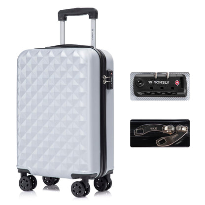 YONSLY® Hartschalenkoffer in Weiß mit TSA-Schloss, 4 Rollen und Trolleygriff