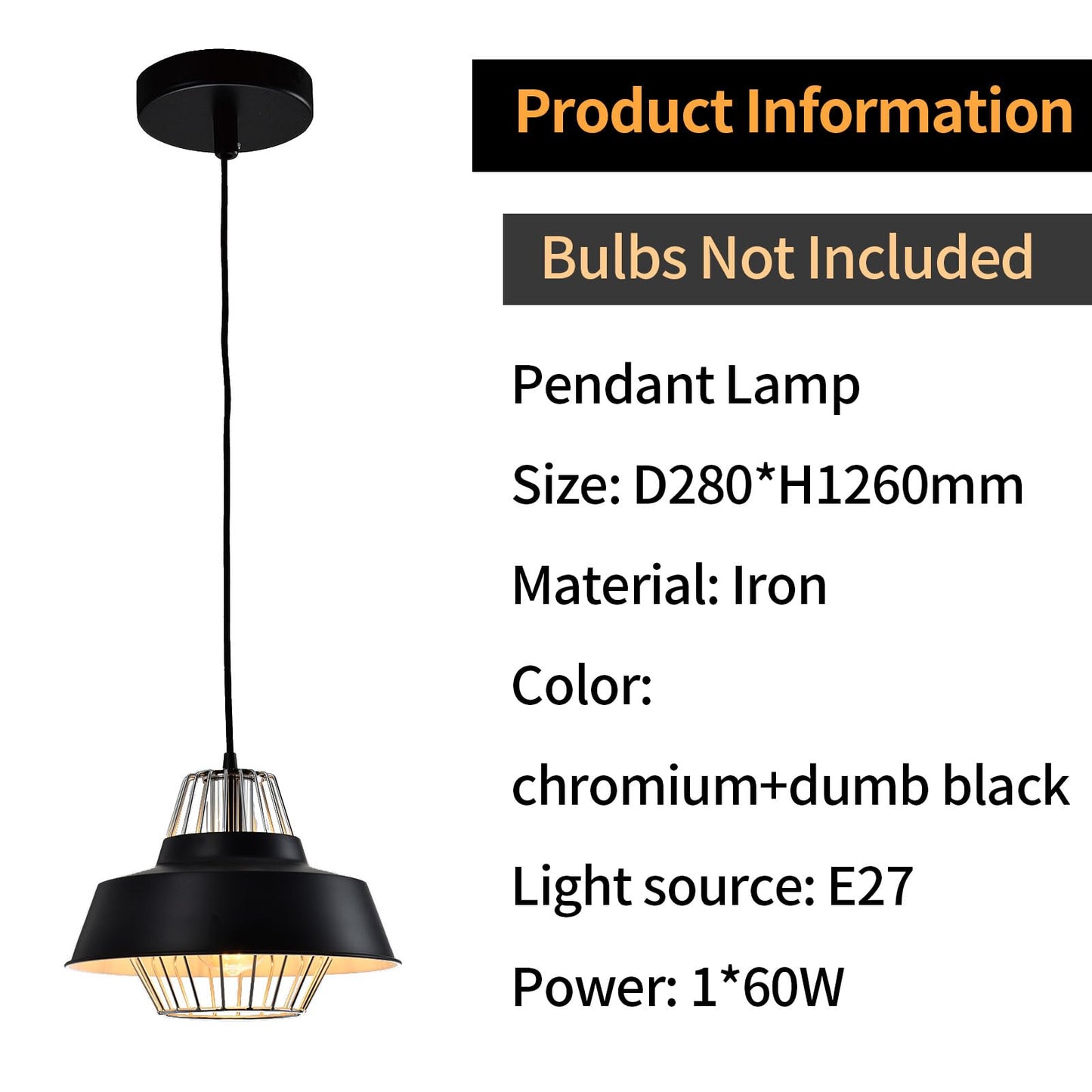 Pendelleuchte mit mattschwarzem Metall-Schirm und gläsernem Lampenkäfig, hängend am Kabel