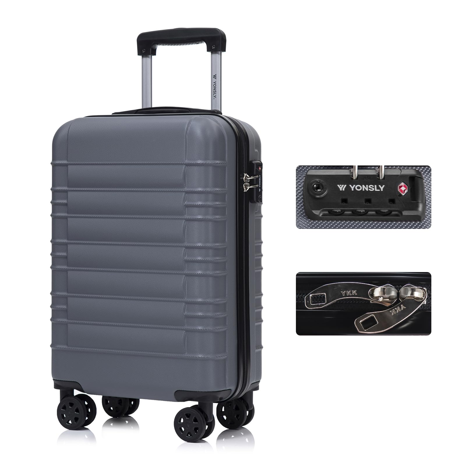 Hartschalen-Reisekoffer mit TSA-Schloss, 4 Rollen, Trolley, dunkelblauer Korpus