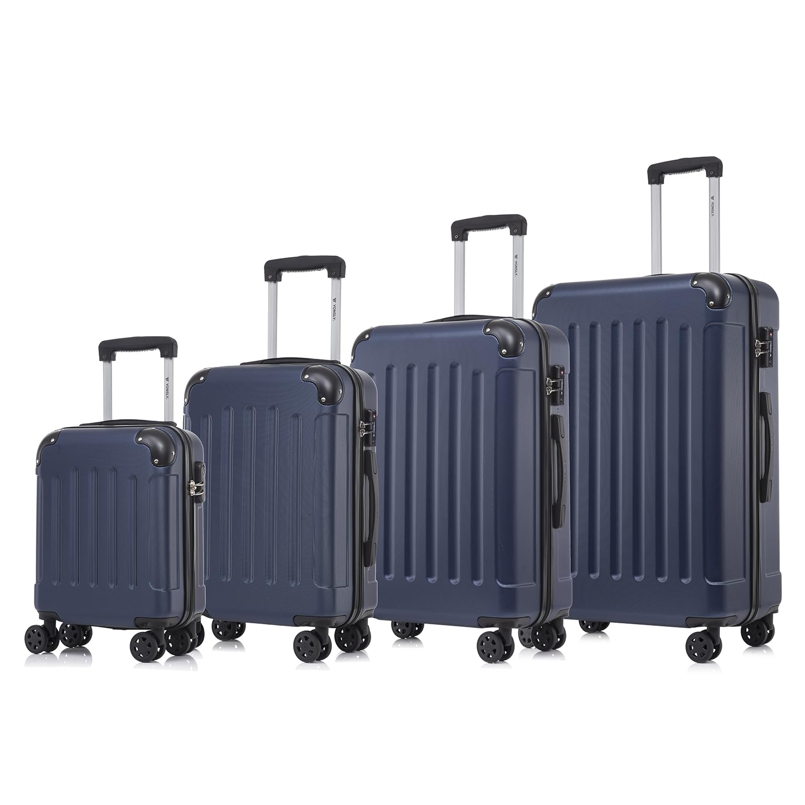 Reisekoffer-Set mit Hartschale, 4 Rollen und ausziehbaren Griffen, dunkelblau
