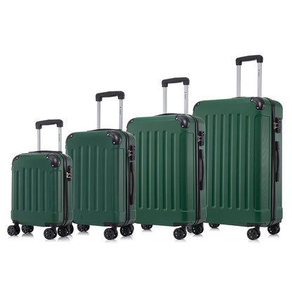 Hartschalen-Reisekoffer-Set (dunkelgrün) mit Teleskopgriff und 4 Rollen, vier Größen