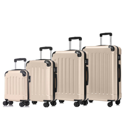 Reisekoffer-Set mit Hartschale, 4 Rollen und ausziehbaren Griffen, hellbeige