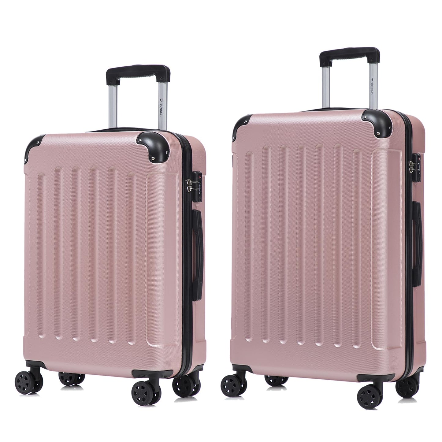 Reisekoffer-Set mit Hartschale, 2 Trolleys, rosé, mit TSA-Schloss, 4 Rollen.