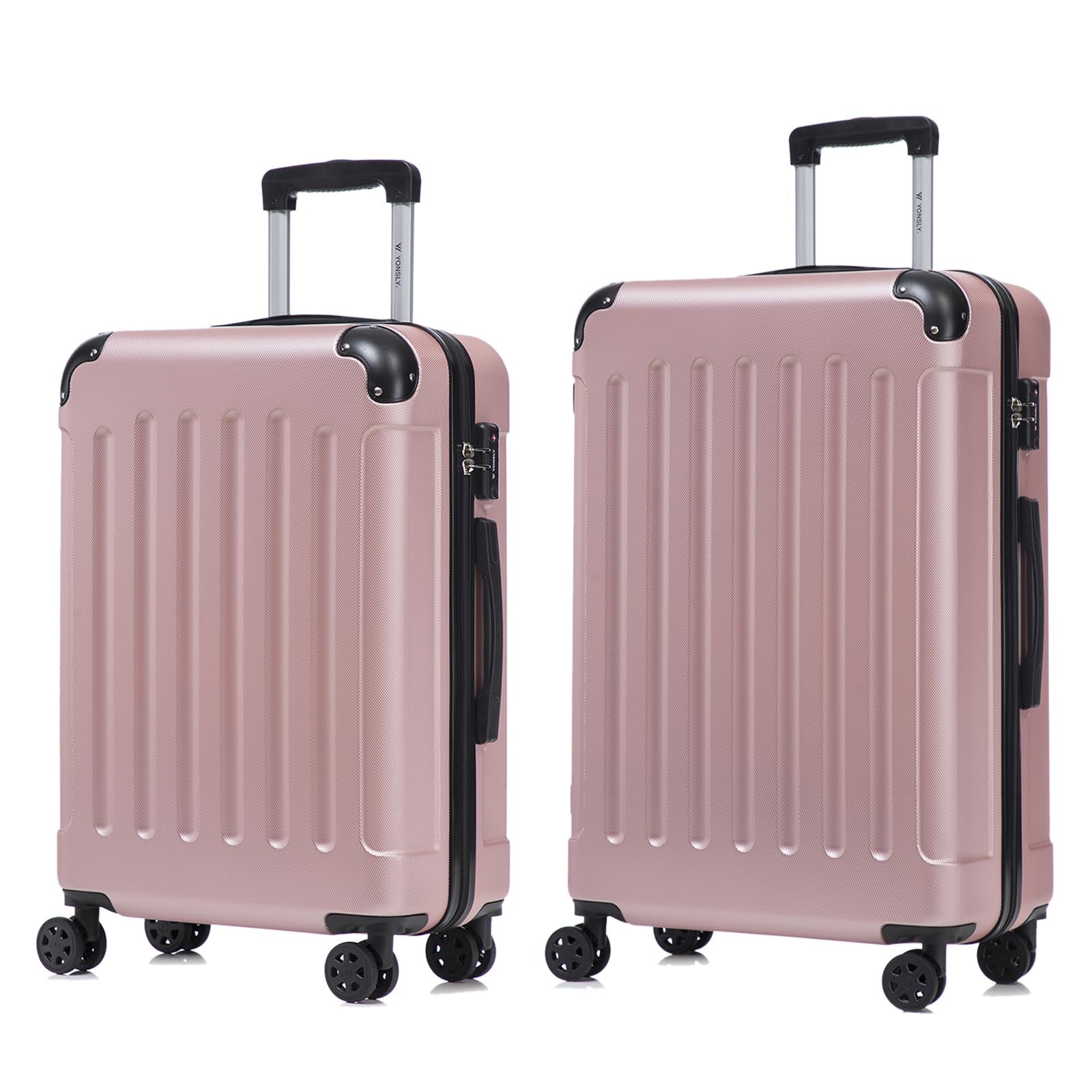 Reisekoffer-Set mit Hartschale, 2 Trolleys, rosé, mit TSA-Schloss, 4 Rollen.