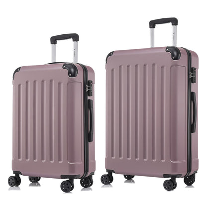 Reisekoffer-Set mit Hartschale, 2 Trolleys, rosé-violett, mit TSA-Schloss, 4 Rollen.