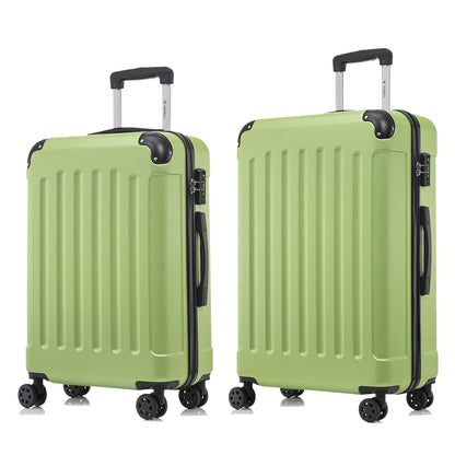 Reisekoffer-Set mit Hartschale, 2 Trolleys, grün, mit TSA-Schloss, 4 Rollen.