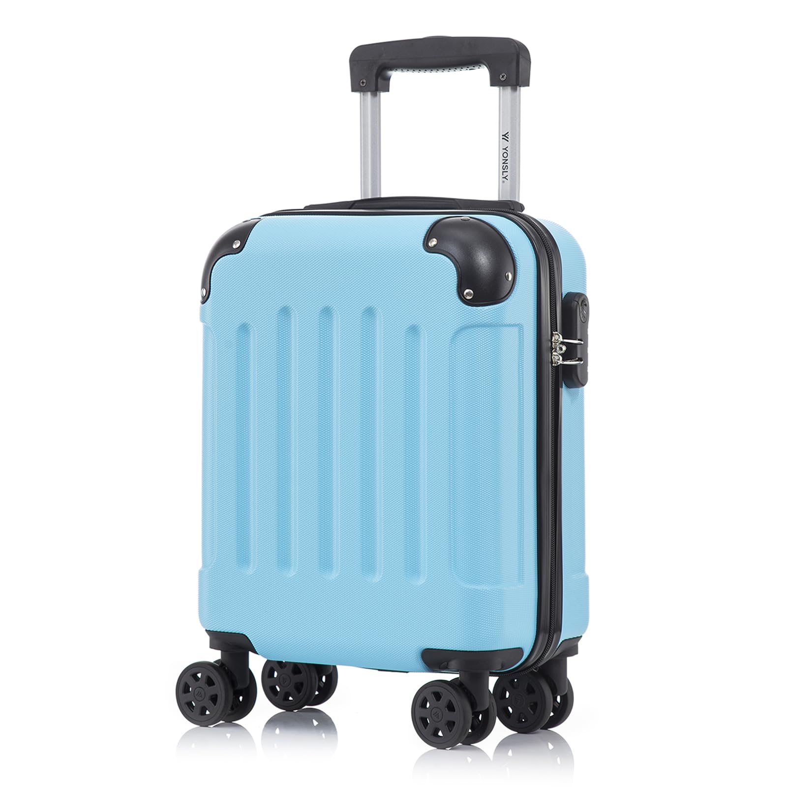 Rollkoffer mit ABS-Hartschale, 4 Rollen und Teleskopgriff, hellblau