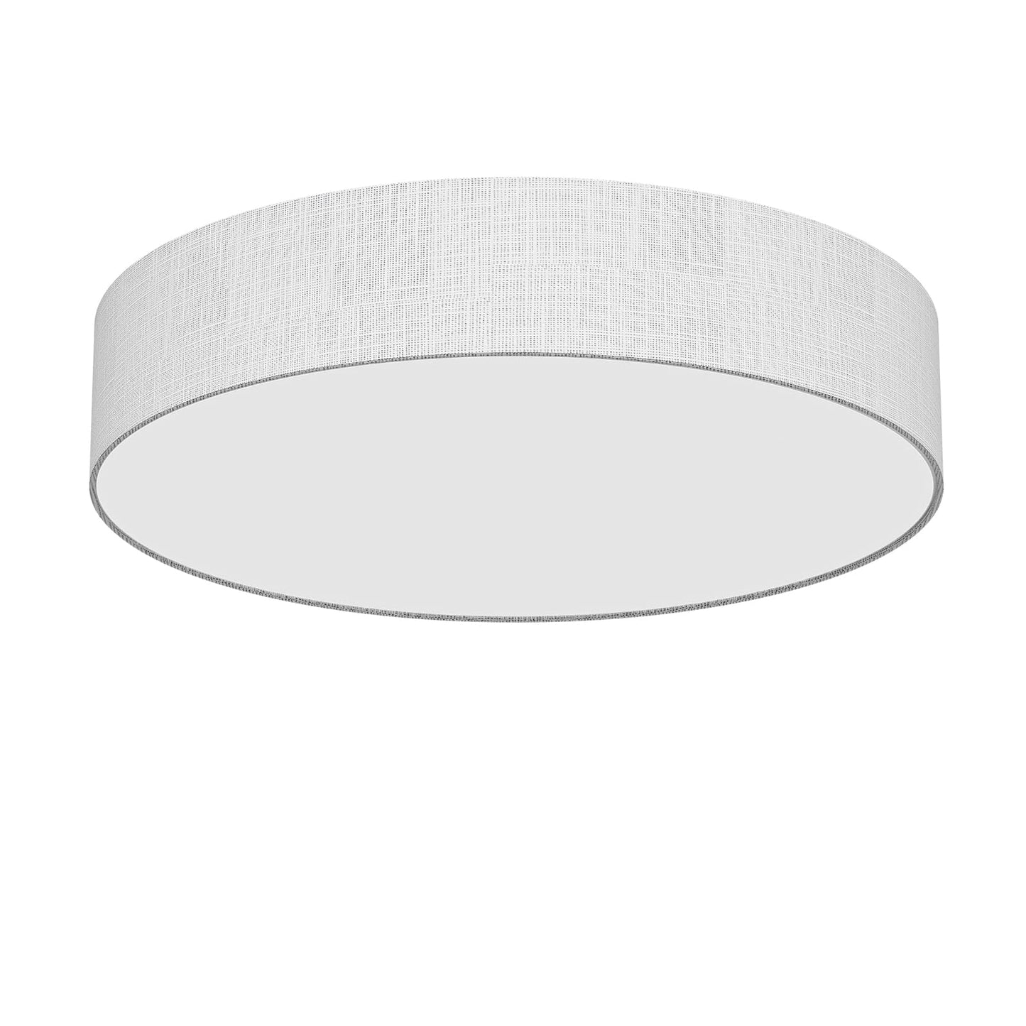 Runde Stoff-Deckenleuchte, grauer Stoffschirm mit weißem Ring-Diffusor