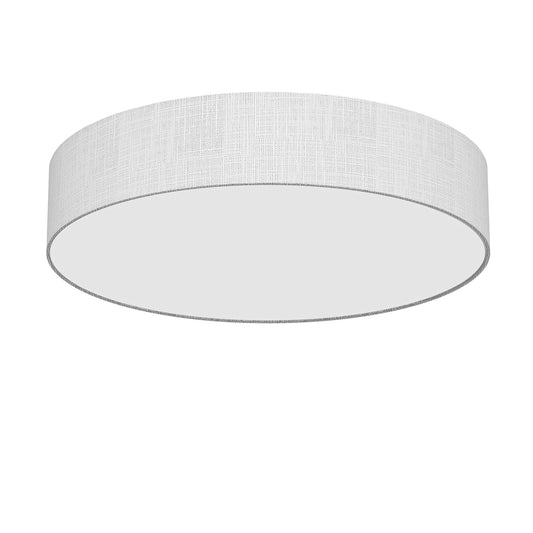 Runde Stoff-Deckenleuchte, grauer Stoffschirm mit weißem Ring-Diffusor