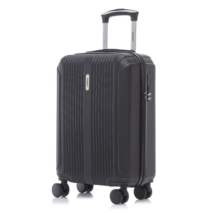 Reisekoffer mit Hartschale, schwarzer Koffer mit 4 Rollen und ausziehbarem Trolleygriff