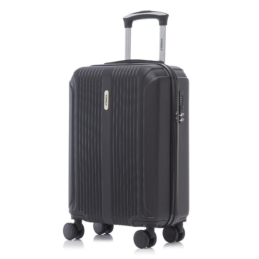 Reisekoffer mit Hartschale, schwarzer Koffer mit 4 Rollen und ausziehbarem Trolleygriff