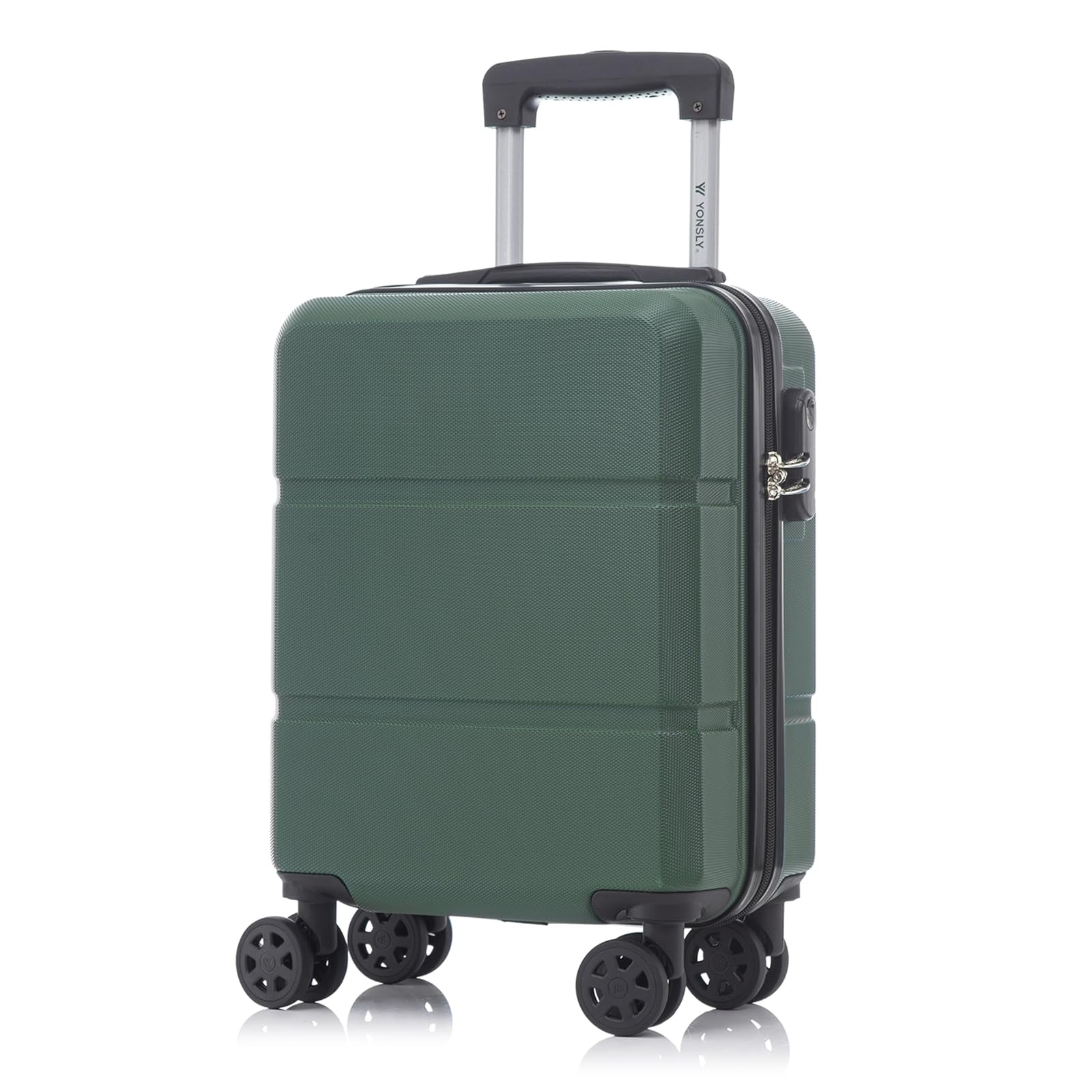 Hartschalen-Trolley dunkelgrün mit 4 Rollen, ausziehbarem Griff und Seitenverschluss