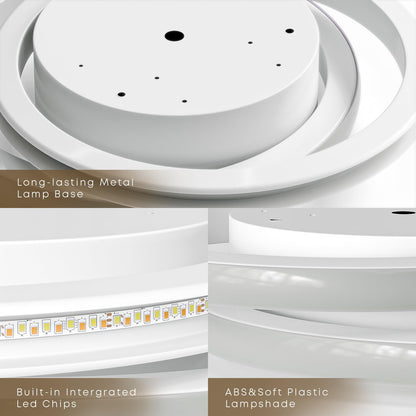 LED-Deckenleuchte mit zwei Ringen, weiß, flacher Leuchtenboden mit mehreren Bohrungen