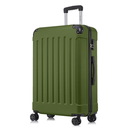 YONSLY® Rollkoffer Olivgrün, Hartschale, 4 Rollen 360° und Trolleygriff, Verschluss seitlich