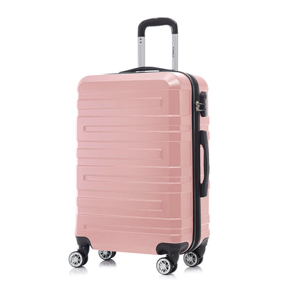 Hartschalen-Reisekoffer mit Trolleygriff, 4 Rollen, roséfarben, Rück-/Seitenansicht
