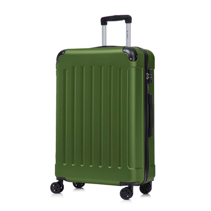 Olivefarbener Hartschalen-Reisekoffer mit ausziehbarem Griff und vier Rollen