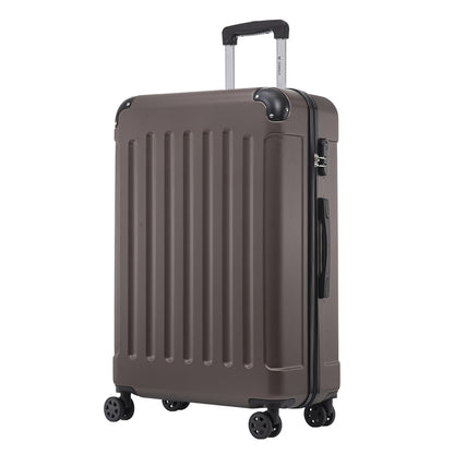 YONSLY® Rollkoffer in Dunkelgrau, Hartschale mit Rippen, 4 Rollen, Teleskopgriff