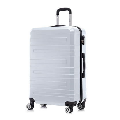 Hartschalen-Reisekoffer mit Trolleygriff, 4 Rollen, weiß, Seitenansicht