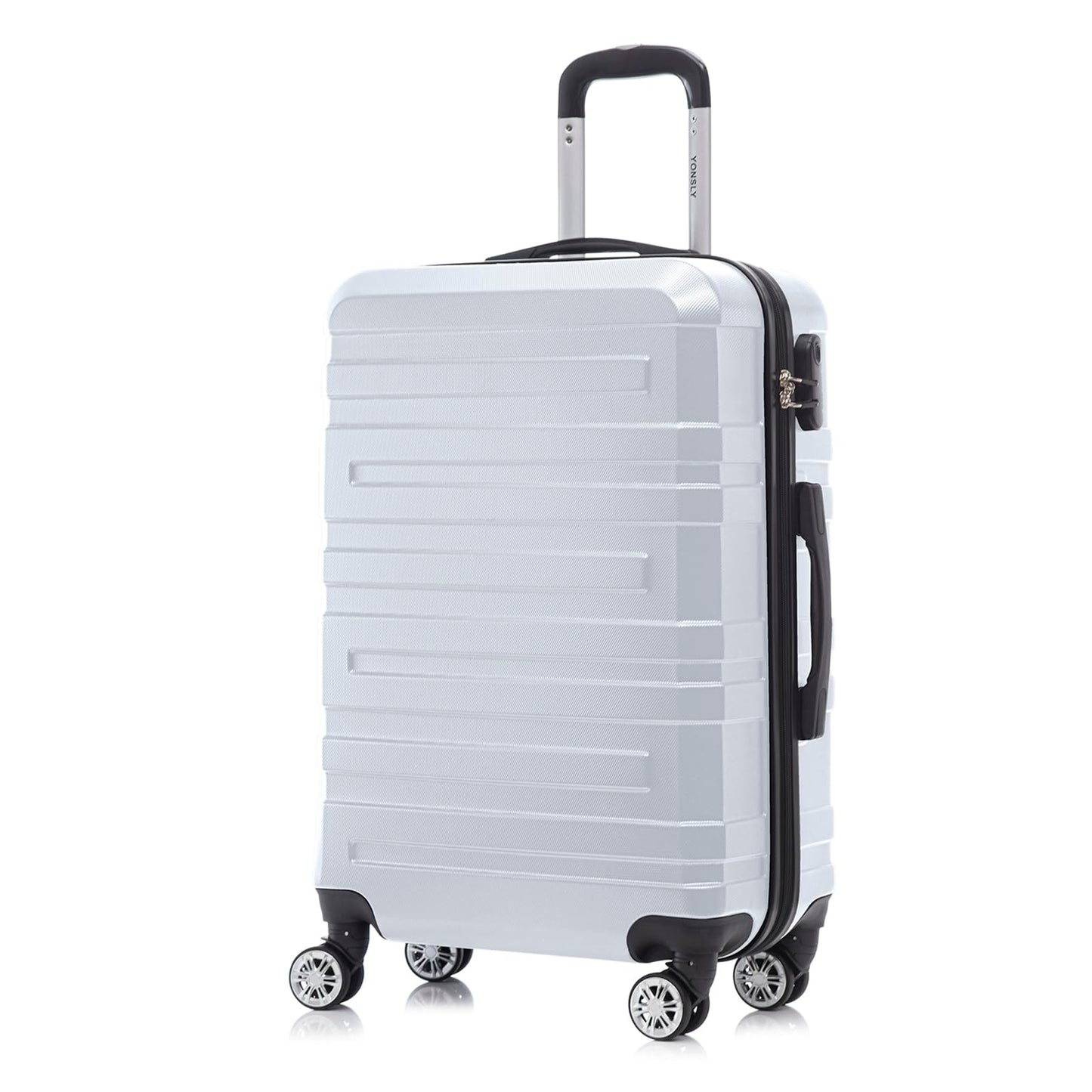 Hartschalen-Reisekoffer mit Trolleygriff, 4 Rollen, weiß, geöffnetes Seitenteil