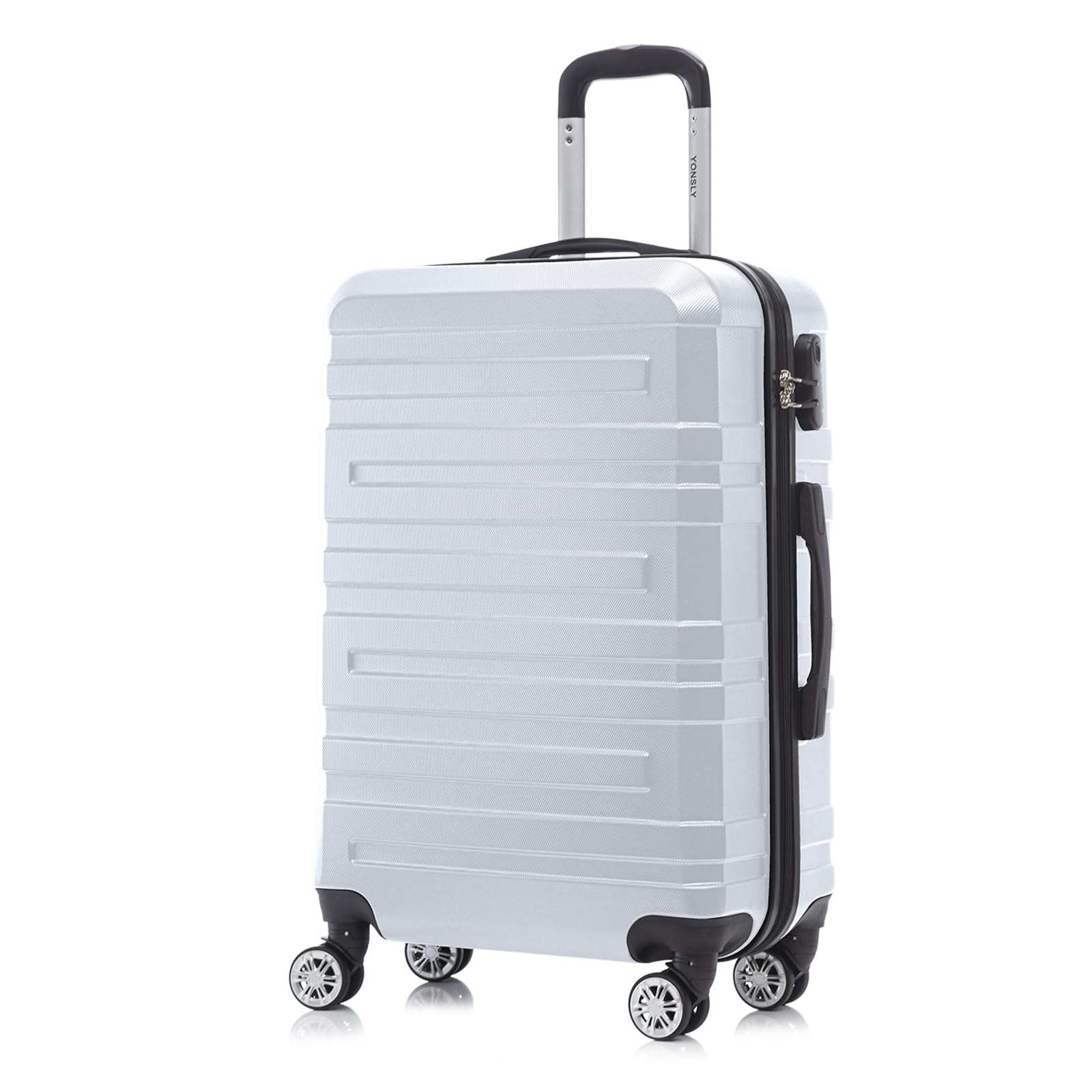 Hartschalen-Reisekoffer mit Trolleygriff, 4 Rollen, weiß, geöffnetes Seitenteil