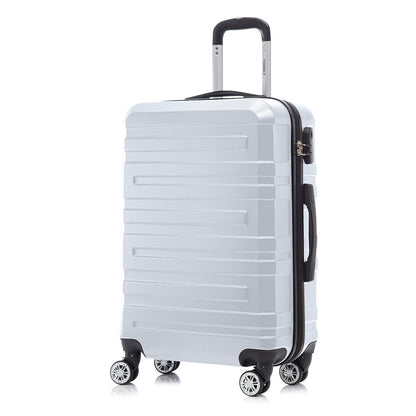 Hartschalen-Reisekoffer mit Trolleygriff, 4 Rollen, weiß, geöffnetes Seitenteil