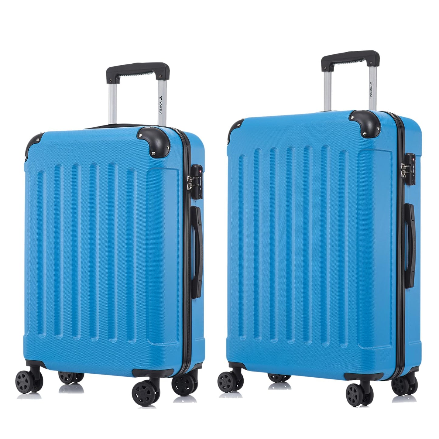 2-teiliges Hartschalen-Kofferset mit 4 Rollen, Trolleygriff, blau