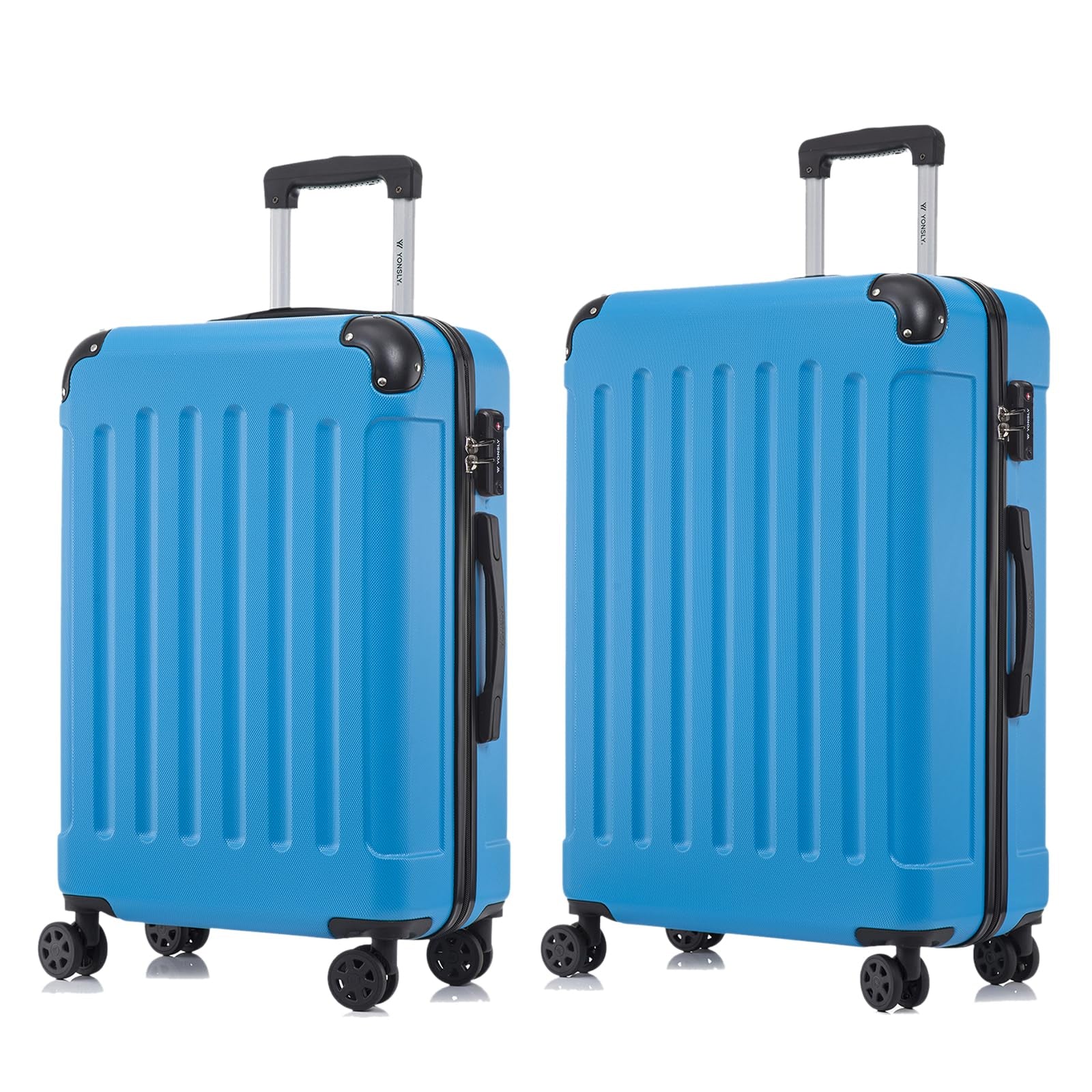 2-teiliges Hartschalen-Kofferset mit 4 Rollen, Trolleygriff, blau