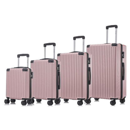 YONSLY® Kofferset mit 4 Rollkoffern, Hartschale, 360°-Rollen, Zahlenschloss, roségold