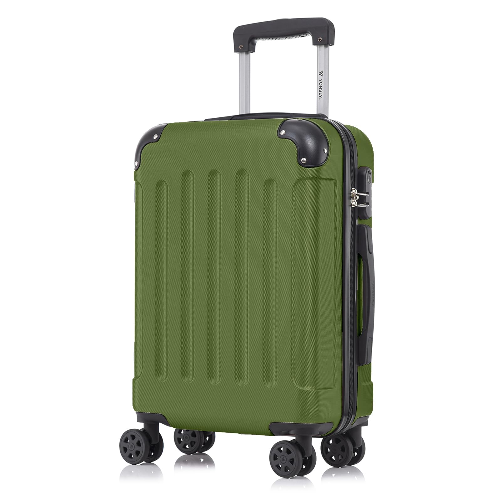 YONSLY® Rollkoffer Olivgrün mit Trolleygriff, Hartschale und 4 Drehrollen 360°