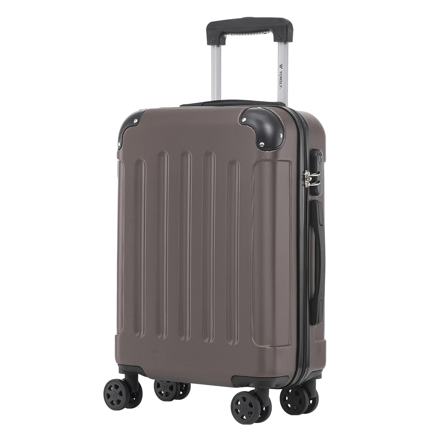 YONSLY® Rollkoffer in Dunkelgrau, Hartschale, 4 Rollen, Teleskopgriff, Zahlenschloss