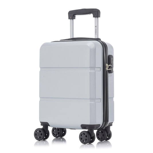 Hellgrauer Hartschalen-Trolley mit 4 Rollen und ausziehbarem Griff