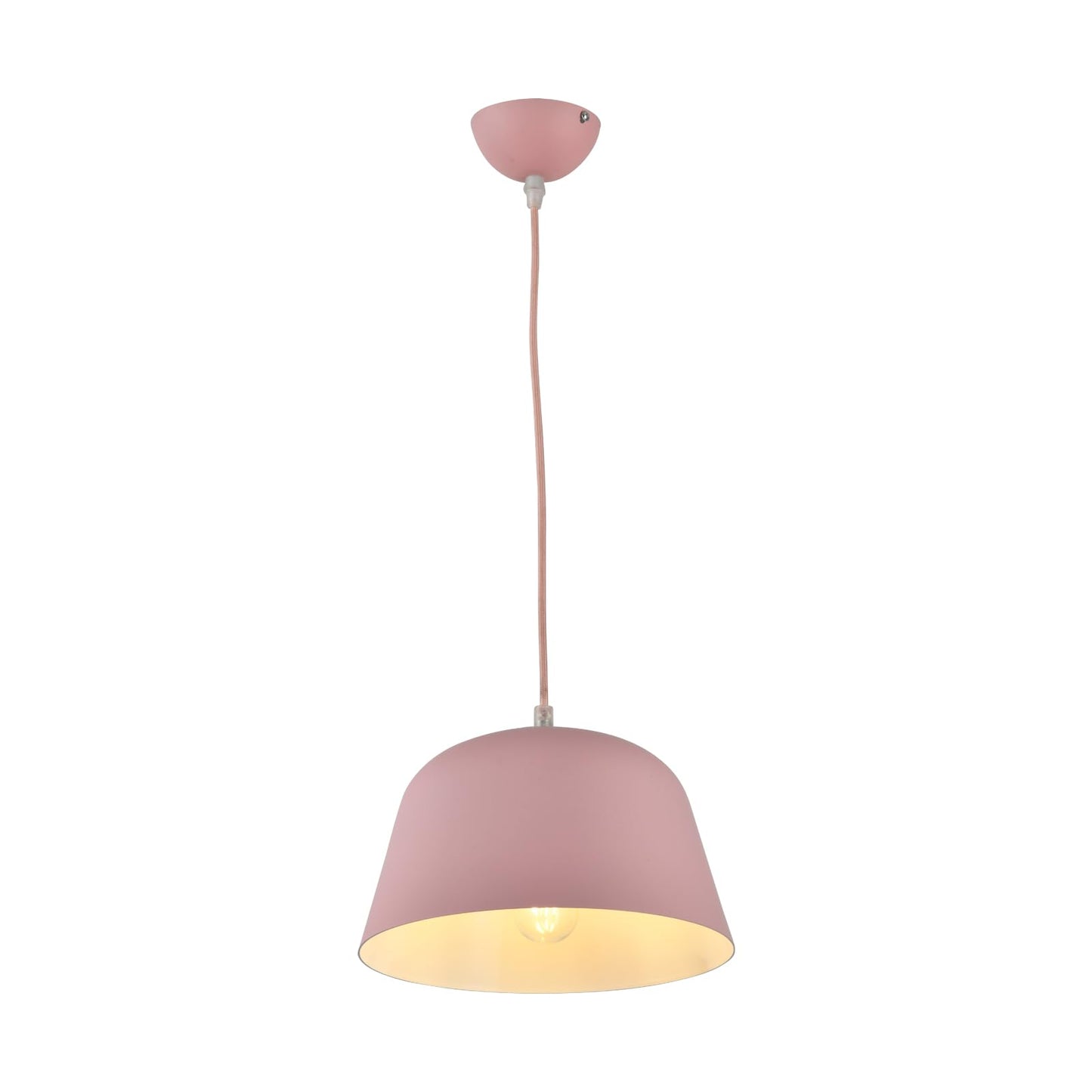 Hängeleuchte aus Aluminium mit schirmförmigem Lampenschirm in Rosa