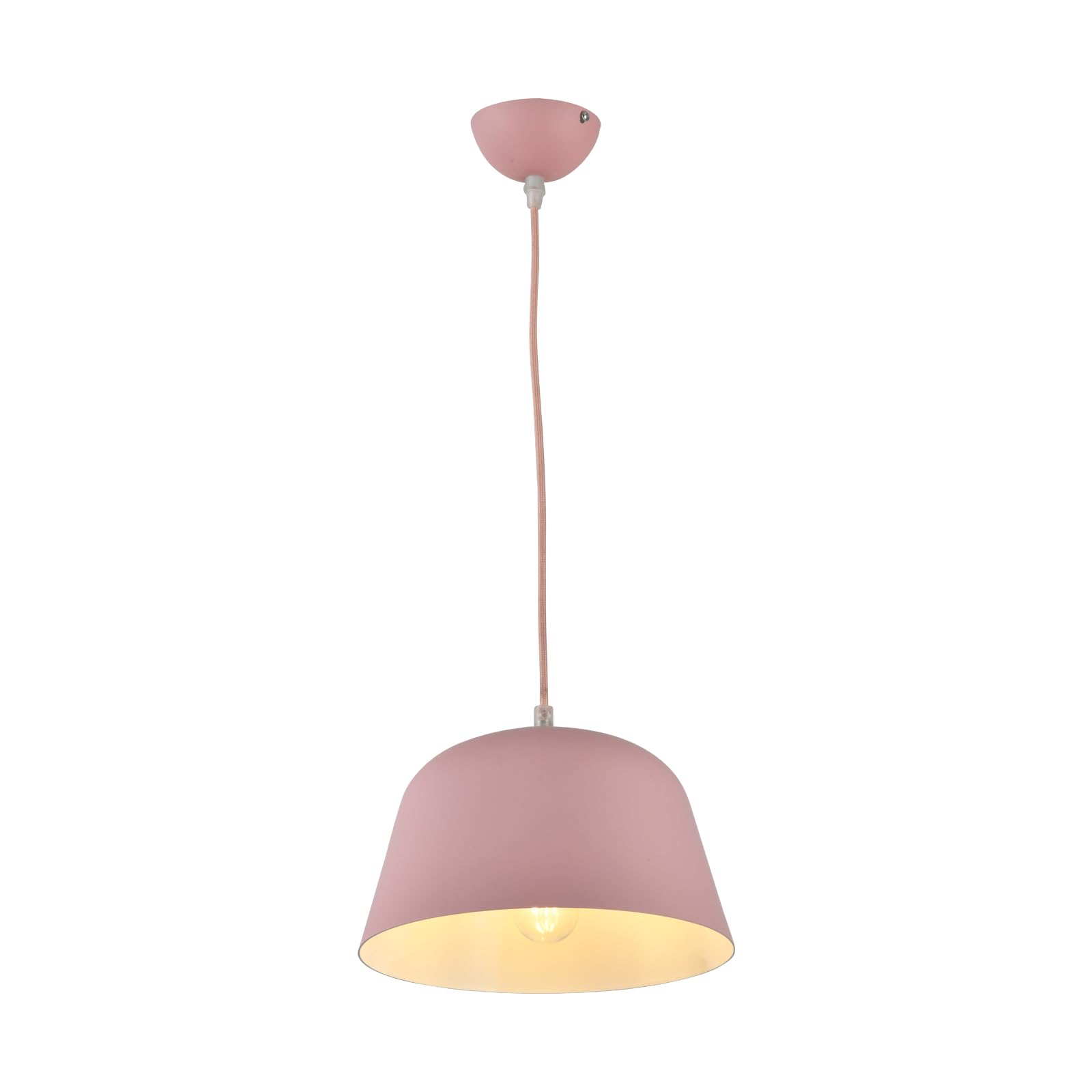 Hängeleuchte aus Aluminium mit schirmförmigem Lampenschirm in Rosa