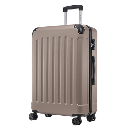 YONSLY® Rollkoffer in Champagnerfarben, Hartschale, 4 Rollen, Teleskopgriff, Seitenfach