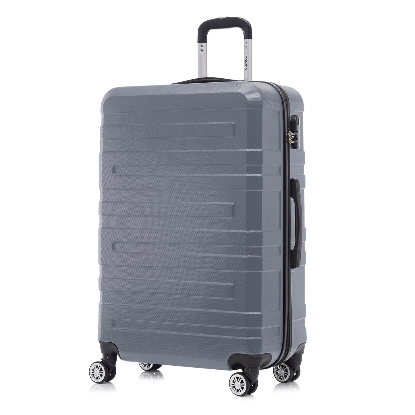 Hartschalen-Reisekoffer mit Trolleygriff, 4 Rollen, dunkelgrau, Seitenansicht