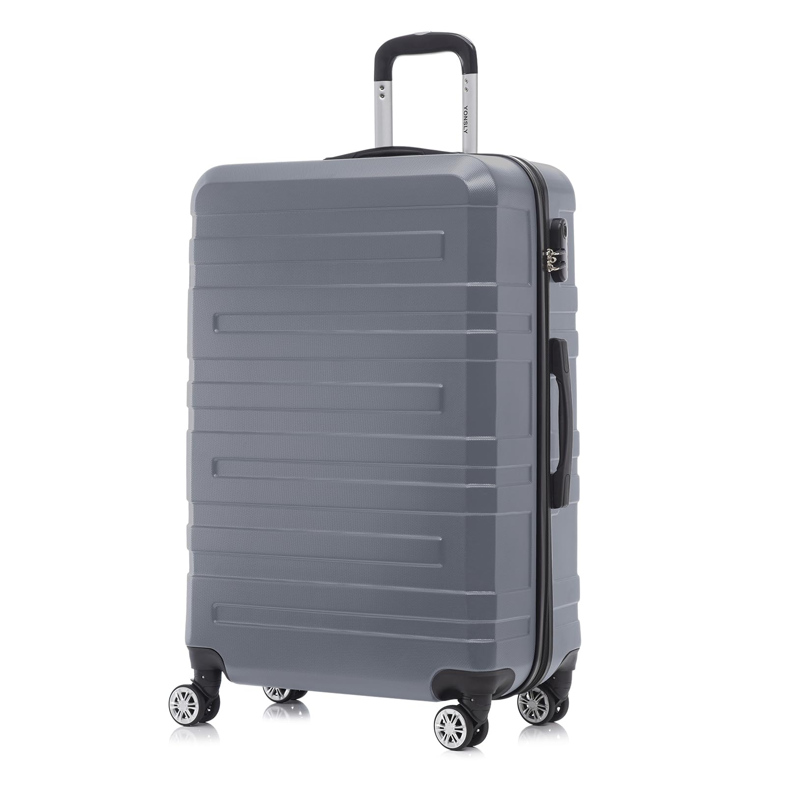Hartschalen-Reisekoffer mit Trolleygriff, 4 Rollen, dunkelgrau, Seitenansicht