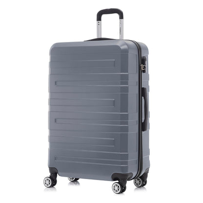 Hartschalen-Reisekoffer mit Trolleygriff, 4 Rollen, dunkelgrau, Seitenansicht
