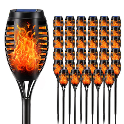 Solar-Fackellicht mit Flammeneffekt, schwarze Stehleuchte mit sichtbarer Flamme im Glas