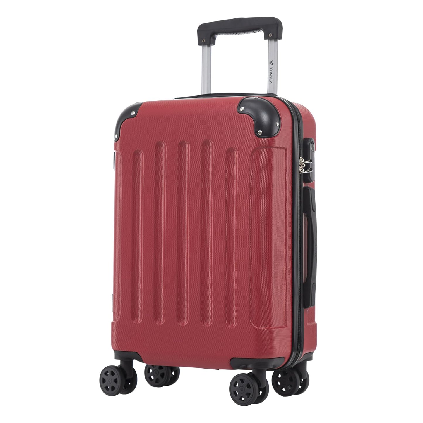 YONSLY® Rollkoffer in Rot, Hartschale, 4 Rollen, Teleskopgriff, Zahlenschloss