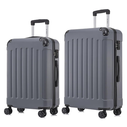 Reisekoffer-Set mit Hartschale, 2 Trolleys, grau, mit TSA-Schloss, 4 Rollen.