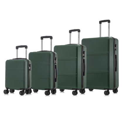 Hartschalen-Trolley-Reisekoffer-Set (4er), grün, mit 4 Rollen und ausziehbarem Griff