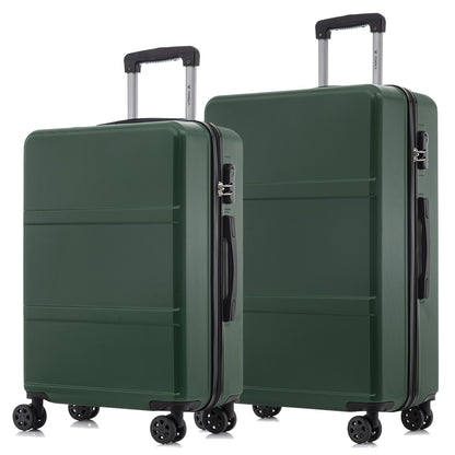 Rollkoffer-Set mit Hartschale, 4 Rollen und ausziehbarem Griff, zwei Koffer in Dunkelgrün