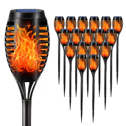 Solar-Fackellicht mit Flammeneffekt, schwarze Stehleuchte mit mehreren LEDs, 12er Set