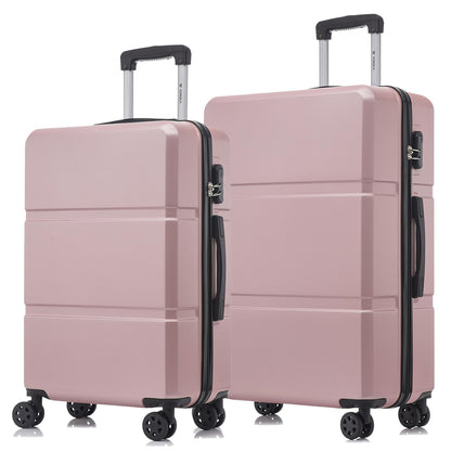 Hartschalen-Trolley-Reisekoffer-Set 2-tlg., rosé, mit 4 Rollen und ausziehbarem Griff